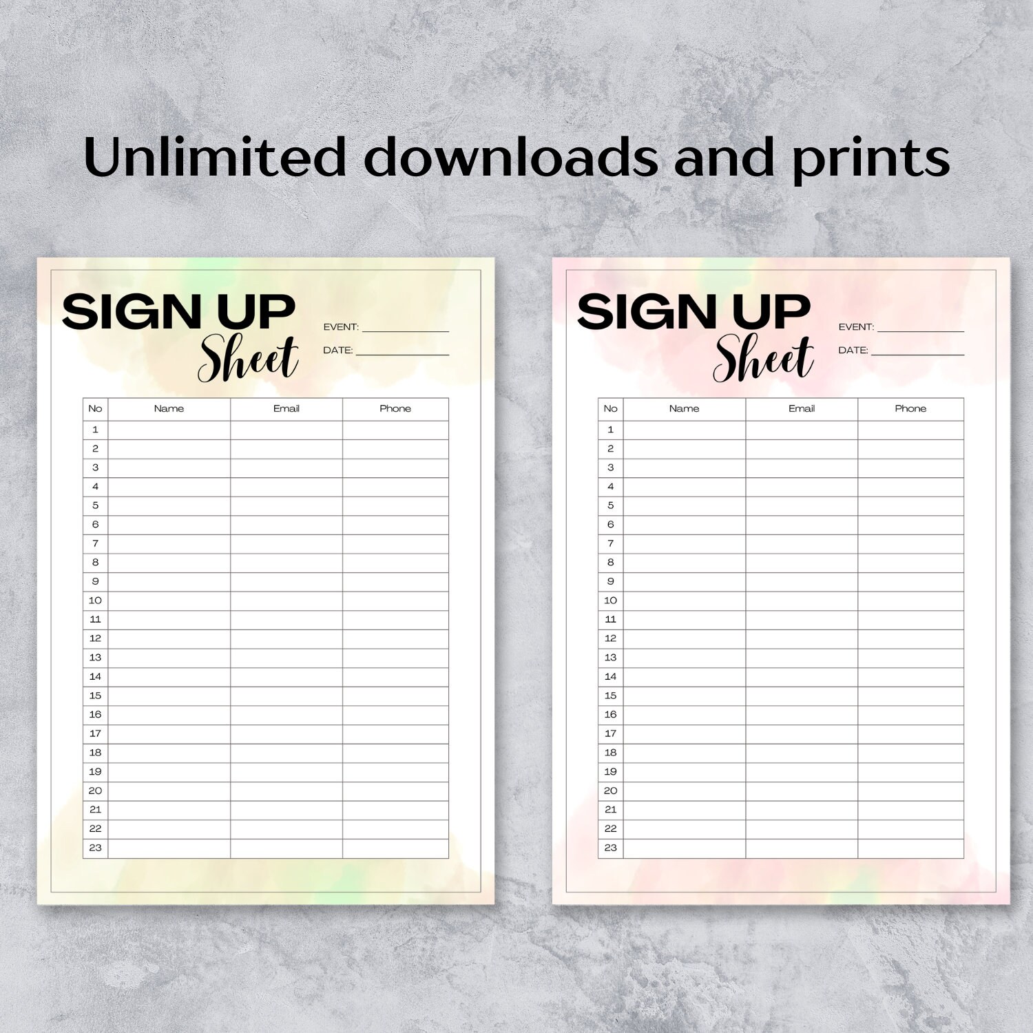 Editable sign up sheet Printable sign in sheet Contact sheet - Etsy Portugal