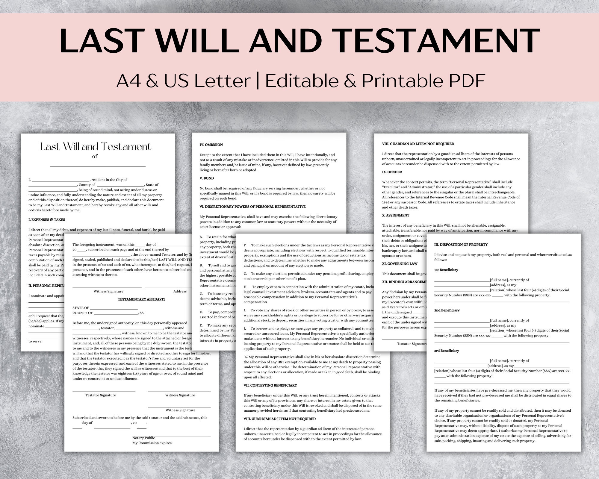 Editable Last Will and Testament Form, Last Will and Testament Template Organizer, Printable PDF - INSTANT Download - Etsy editable-last-will-and-testament-form-last-will-and-testament-template-organizer-printable-pdf-instant-download-etsy