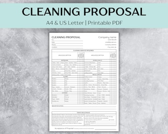 Commercial Cleaning Proposal Template: Office Cleaning Contract - US Letter, A4, PDF