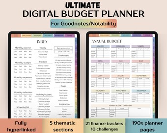 Digital financial planner for Goodnotes, Financial organizer, Bill tracker, Monthly, Weekly budget - UNDATED