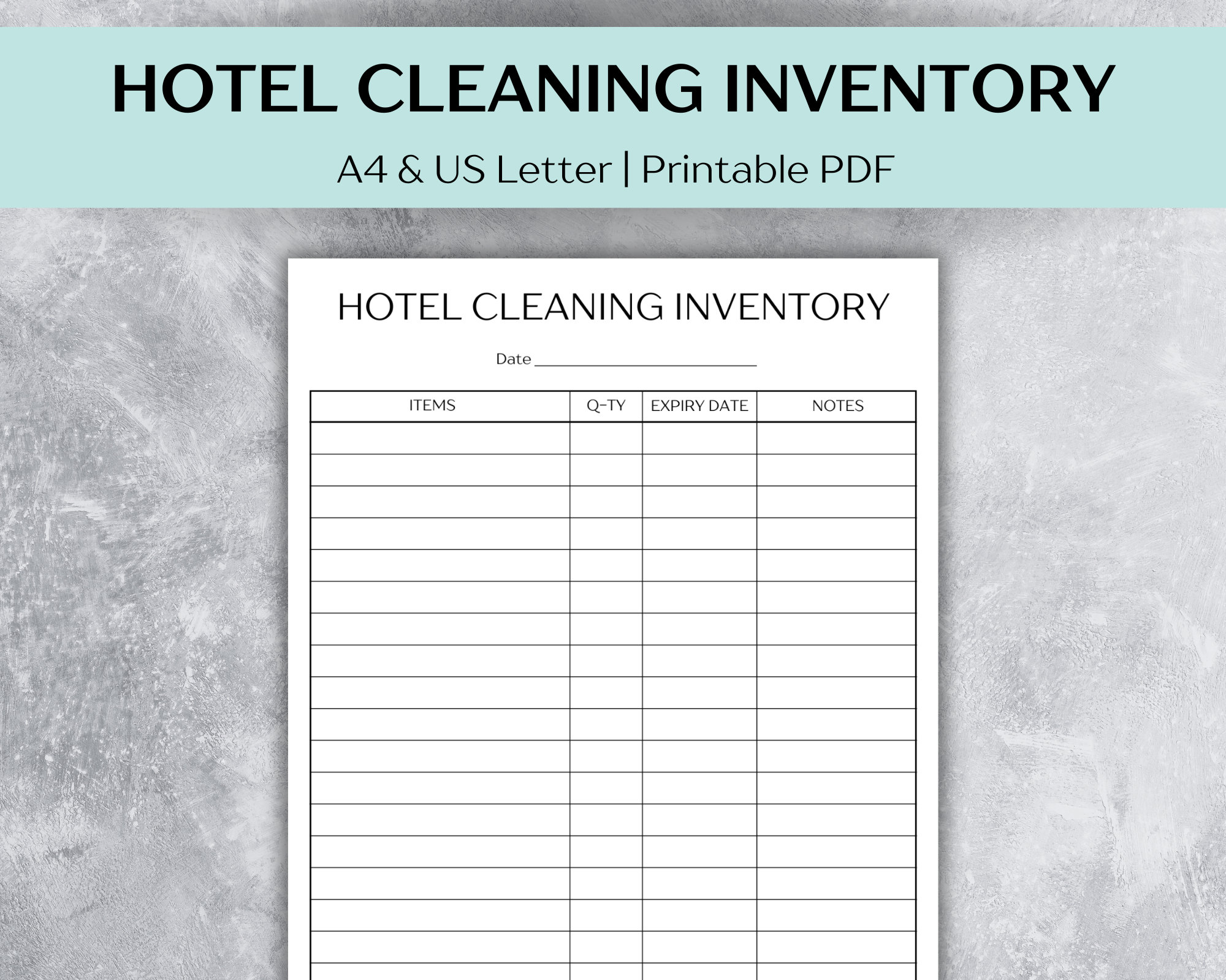 Printable Hotel Cleaning Inventory Tracker, Cleaning List, Cleaning ...