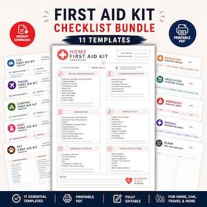 Lista de verificación para botiquín de primeros auxilios (imprimible): Medicamentos y suministros de emergencia - PDF tamaño carta/A4