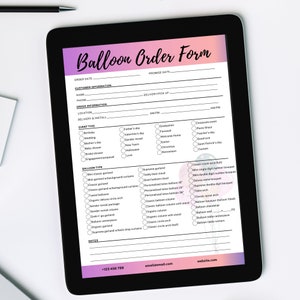 Balloon Order Form & Invoice Template - A4, US Letter - Etsy