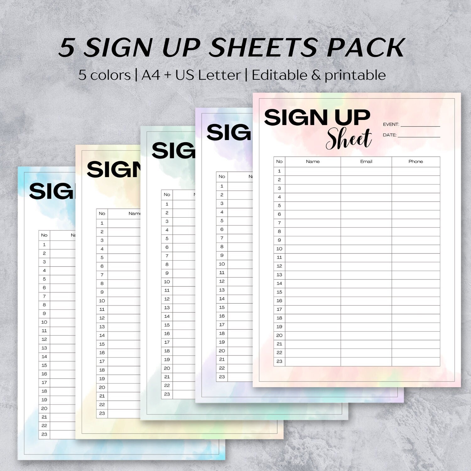 Editable Sign up Sheet Printable Sign in Sheet Contact Sheet - Etsy