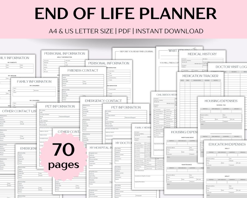 End of Life Planner Printable, Emergency Binder, Death Planner, Life End of Life Planner Printable, Emergency Binder, Death Planner, Life