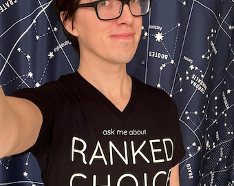 ask me about RANKED CHOICE VOTING - Unisex Short Sleeve V-Neck T-Shirt