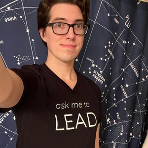 ask me to LEAD or FOLLOW Unisex Short Sleeve V-Neck T-Shirt image 2