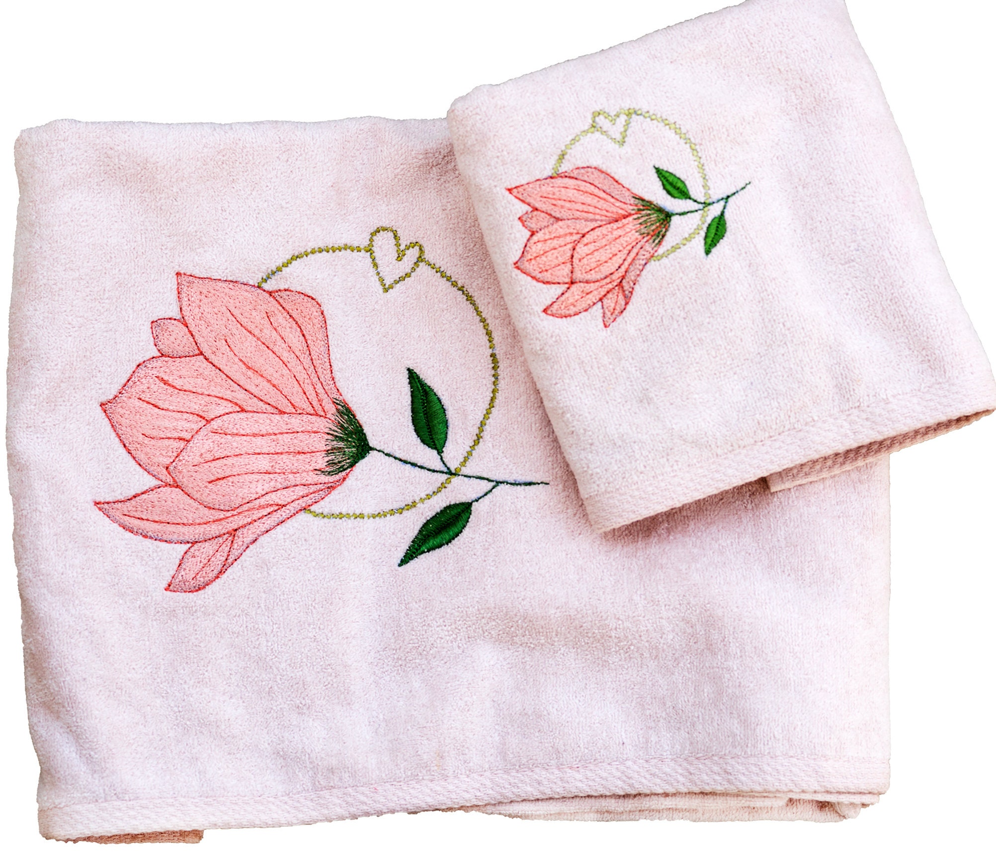 Blush Rose Serviette Set, de Bain, Main, Ensemble Serviettes, Serviettes Brodées, Designer, Linge Sa