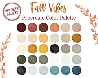Herfst Vibes Procreate Palette Herfst Kleur Boho Rode Tonen Oogst Kleur Oranje Herfst Bruin Toon Digitale Kleur Hex Codes Stalen