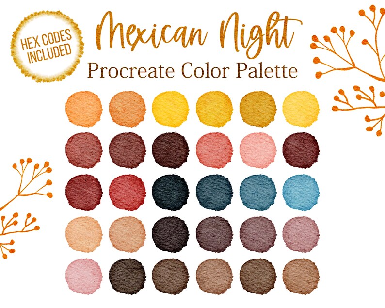 Color Palette Procreate Mexican Night Happy Pink Colorful Red Green ...