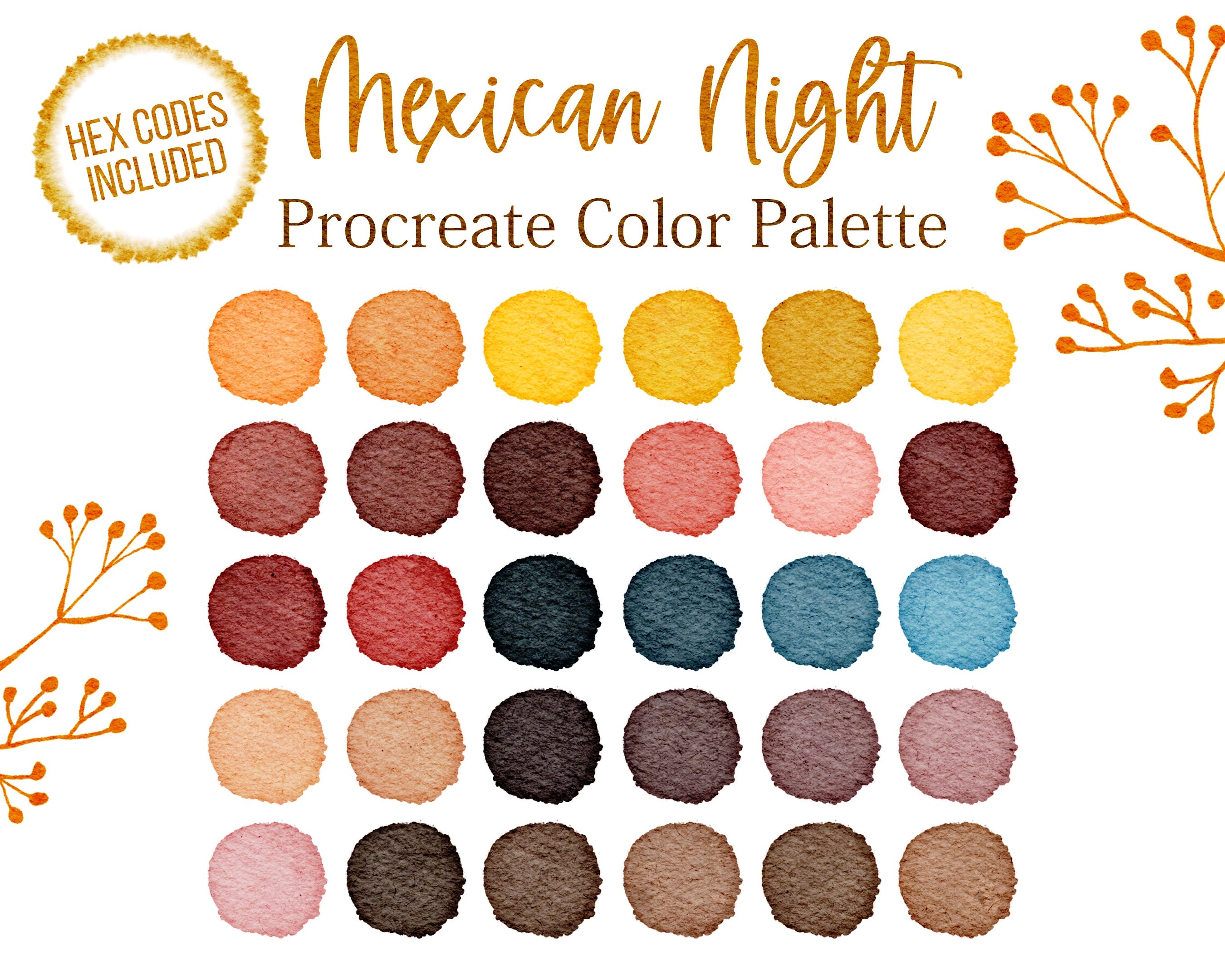 Color Palette Procreate Mexican Night Happy Pink Colorful Red Green ...