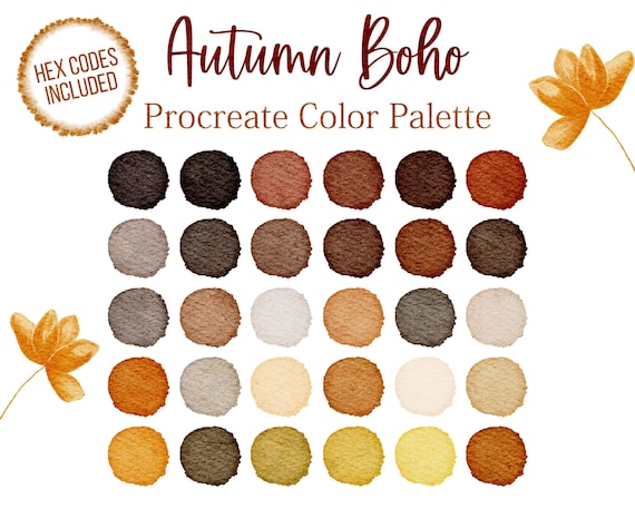 Autumn Procreate Palette Fall Color Boho Red Tones Harvest - Etsy