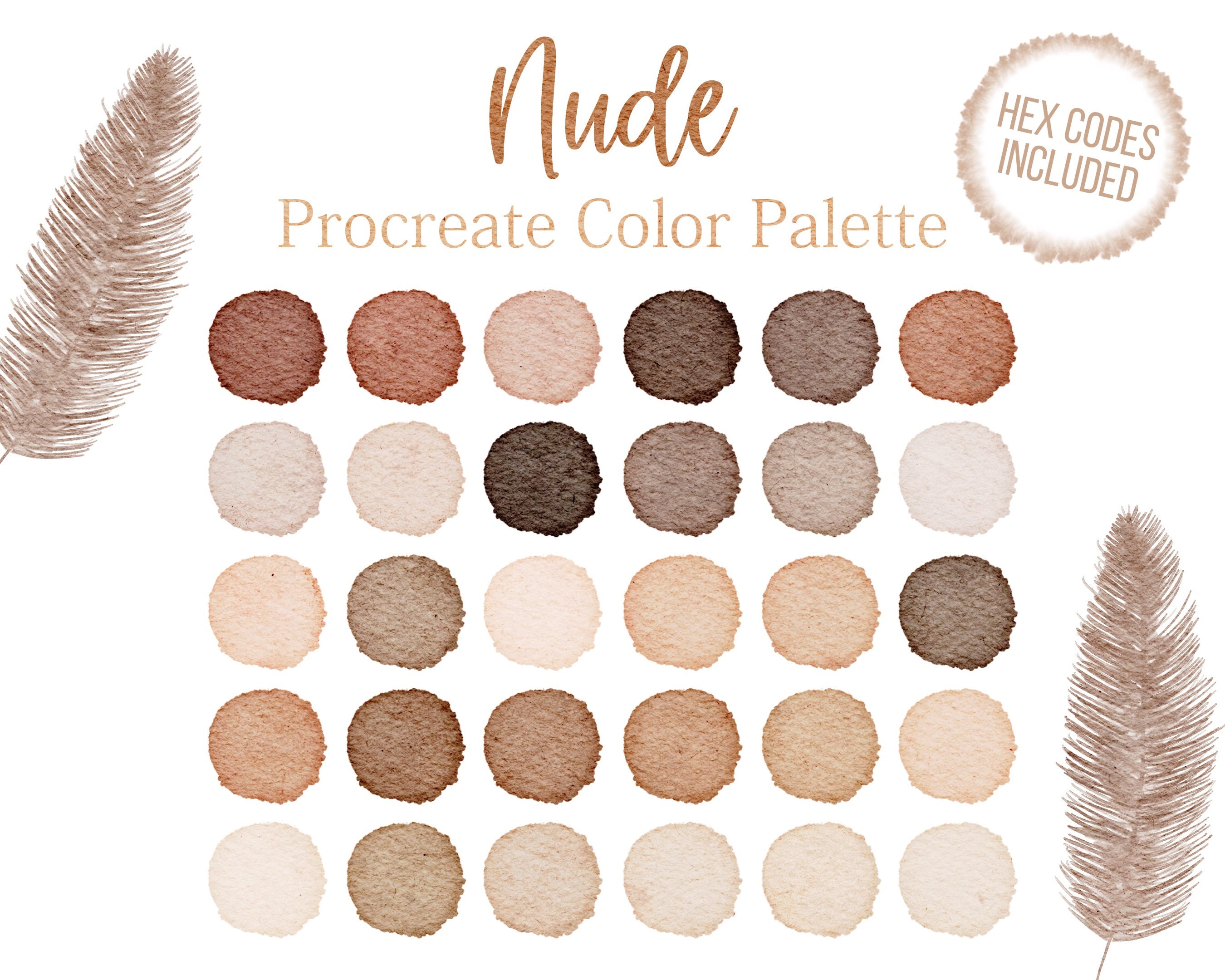 Nude Procreate Beige Palette Bright Tones Neutral Color Palette Hex Codes  Nude Colors Procreate Palette Skin Colors Beige Tones Swatches