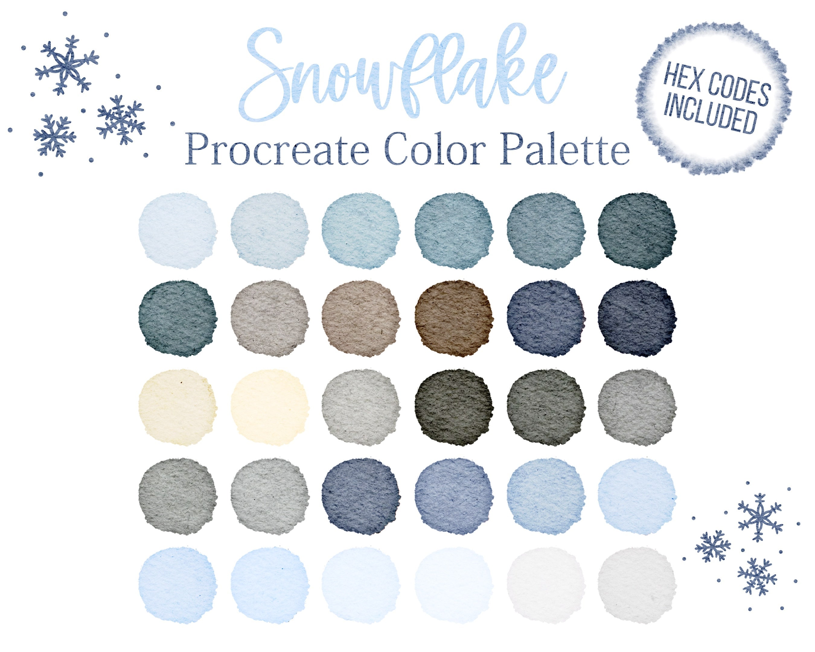 Snowflake Colors Procreate Swatch File Winter Palette Neutral Etsy France