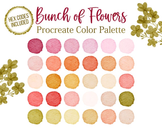 Procreate Color Palette Green Floral Tones Hex Codes Palette - Etsy