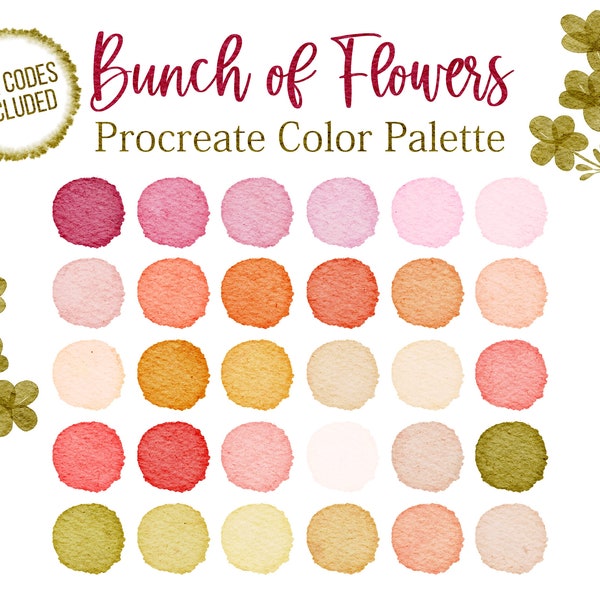 Procreate Color Palette Green Floral Tones Hex Codes Palette Colors Procreate Swatches Grey Color Palette Beige Brown Bloom Floral Colors