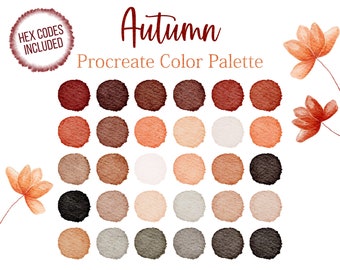 Herfst Procreate Palette Herfst Kleur Rood Tinten Oogst Kleur Oranje Kleur Bruin Toon Digitale Kleur Collectie Hex Codes Stalen