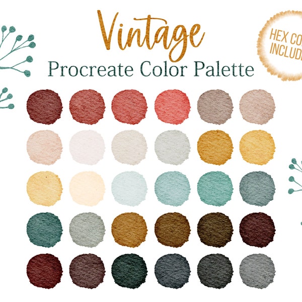 Vintage Color Palette Blue Procreate Red Palette Brown Colors Procreate Palette Hex Codes Retro Color Digital Procreate Warm Swatches