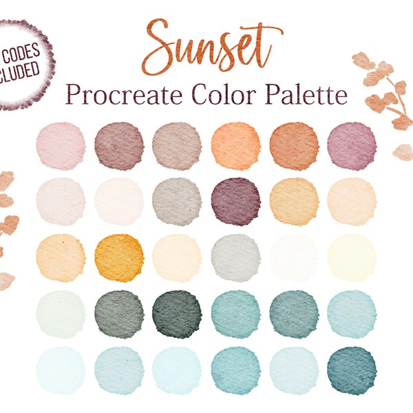 Sunset Procreate Color Palette Hex Codes Bright Palette Colors Procreate Swatches Yellow Light Color Palette Beige Floral Colors Digital