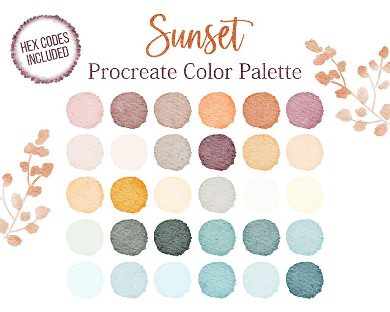 Sunset Procreate Color Palette Hex Codes Bright Palette Colors ...