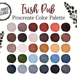 Irish Color Palette Procreate Boho Irish Pub Collection Red Color Brown Dark Tones Palette
