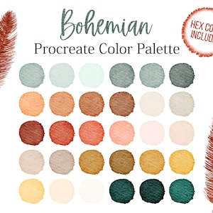 Boho Color Palette, Colour Palette, Colors Procreate, Boho Procreate Palette, Blue Color, Red Color Palette, Beige Brown Procreate Palette