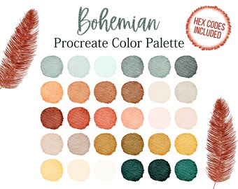 Boho Color Palette, Colour Palette, Colors Procreate, Boho Procreate Palette, Blue Color, Red Color Palette, Beige Brown Procreate Palette