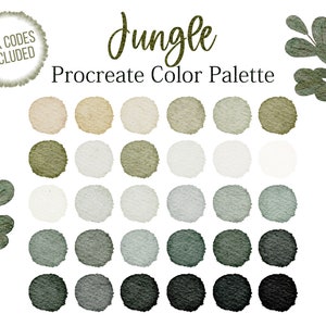 Green Palette Procreate Hex Codes Jungle Tones Green Colour Palette, Colors Procreate Palette Dark Color Palette Bright Green Forest Color