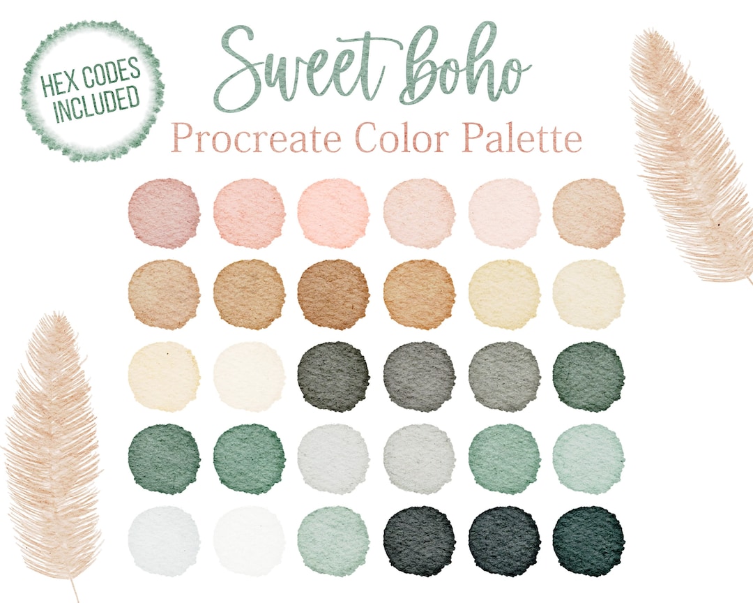 boho-farbpalette-boho-style-farben-procreate-boho-hex-codes-etsy