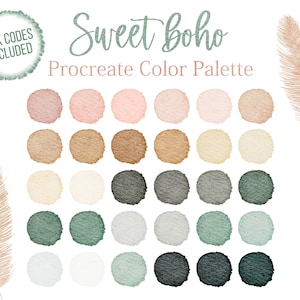 Boho Color Palette Bohemian Style Colors Procreate Boho Hex Codes Blue Color Red Rose Sweet Boho Collection Beige Brown Digital Palette