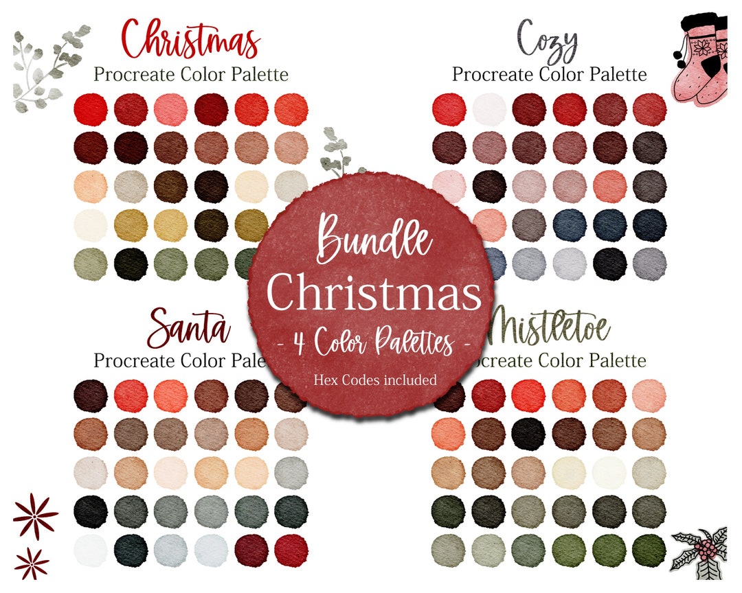 Bundle Christmas Procreate Palette XMAS Color Red Procreate - Etsy