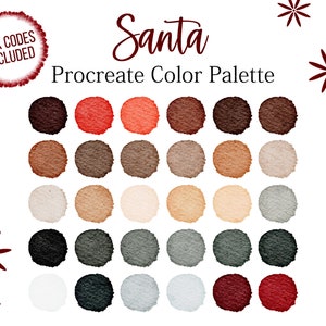 Christmas Procreate Palette XMAS Colour Red Colors Procreate Green Color Gold Santa Winter Procreate Palette Gold Tone Hex Codes Christmas