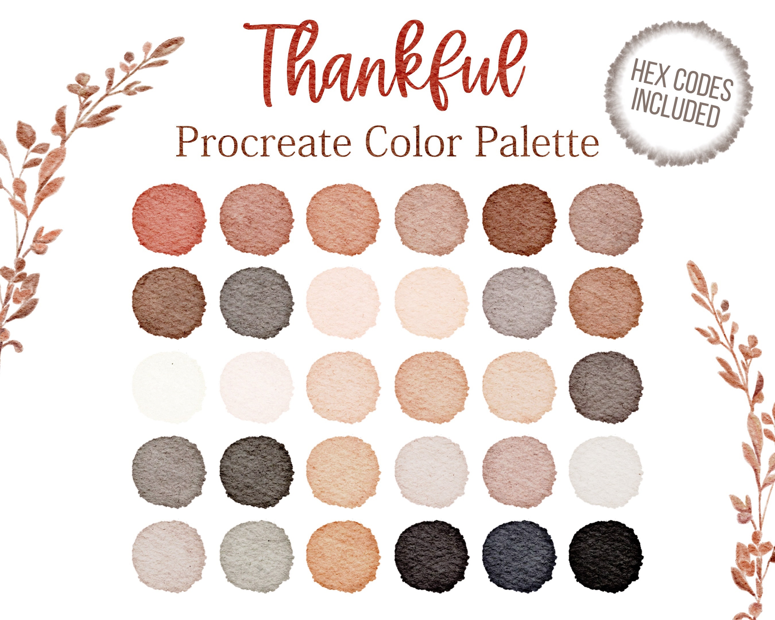 Thanksgiving Color Palette Fall Colour Palette Bright Colors Procreate
