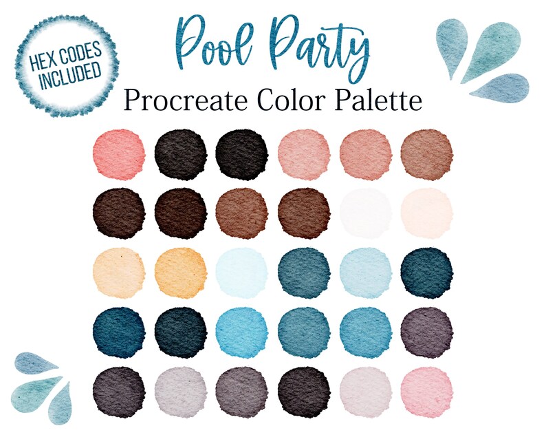 Procreate Color Palette Pool Party Colors Hex Codes Water Colorful