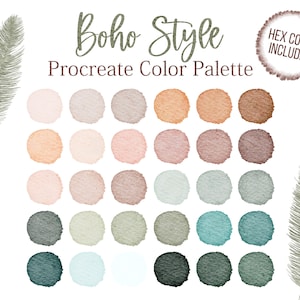 Boho Color Palette Bohemian Style Colors Procreate Boho Hex Codes Blue Color Red Rose Sweet Boho Collection Beige Brown Digital Palette