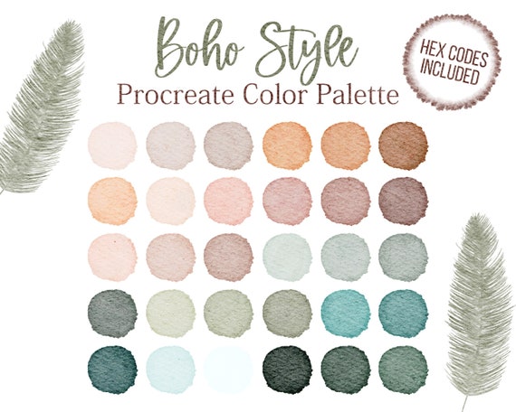 Boho Color Palette Bohemian Style Colors Procreate Boho Hex Codes Blue  Color Red Rose Sweet Boho Collection Beige Brown Digital Palette -   Canada