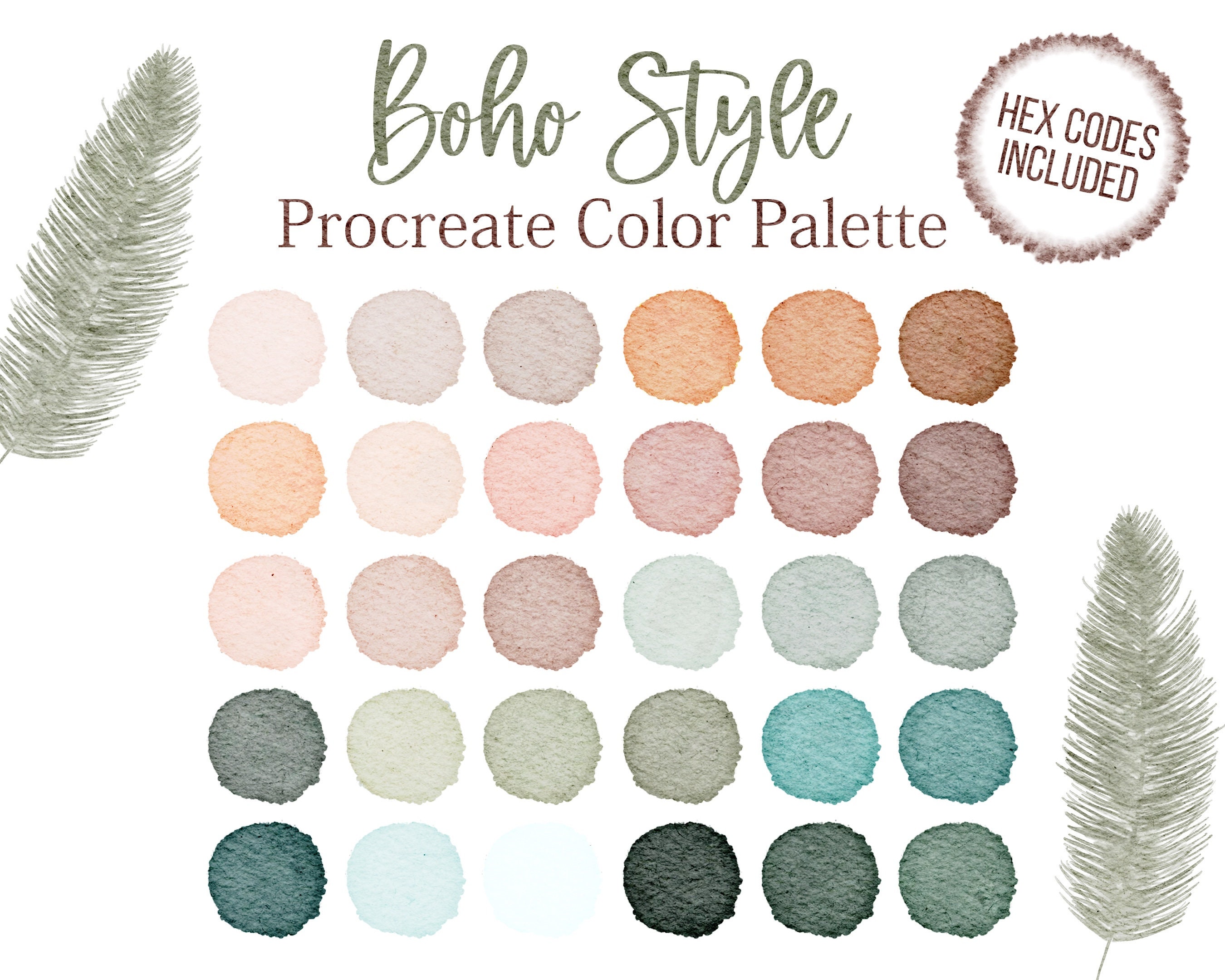 Boho Color Palette Bohemian Style Colors Procreate Boho Hex Codes Blue 