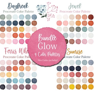 Sunrise Procreate Palette Bundle Pink Bright Tones Hex Codes Digital Colors Procreate Swatches Blue Colors HEX Creative Bundle Colorful