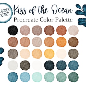 Ocean Procreate Colorful Palette Water Color Yellow Waves Colors Water Corals Digital Hex Code Bright Swatches Blue Digital Download
