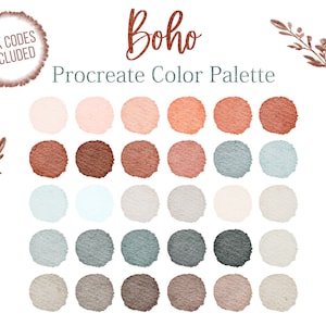 Boho Color Palette, Colour Palette, Colors Procreate, Boho Procreate Palette, Blue Color, Red Color Palette, Beige Brown Procreate Palette