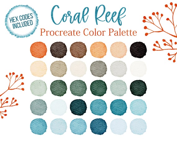 Coral Reef Procreate Colorful Palette Water Color Pink Palette Summer  Colors Ocean Corals Digital Procreate Hex Code Bright Swatches Blue