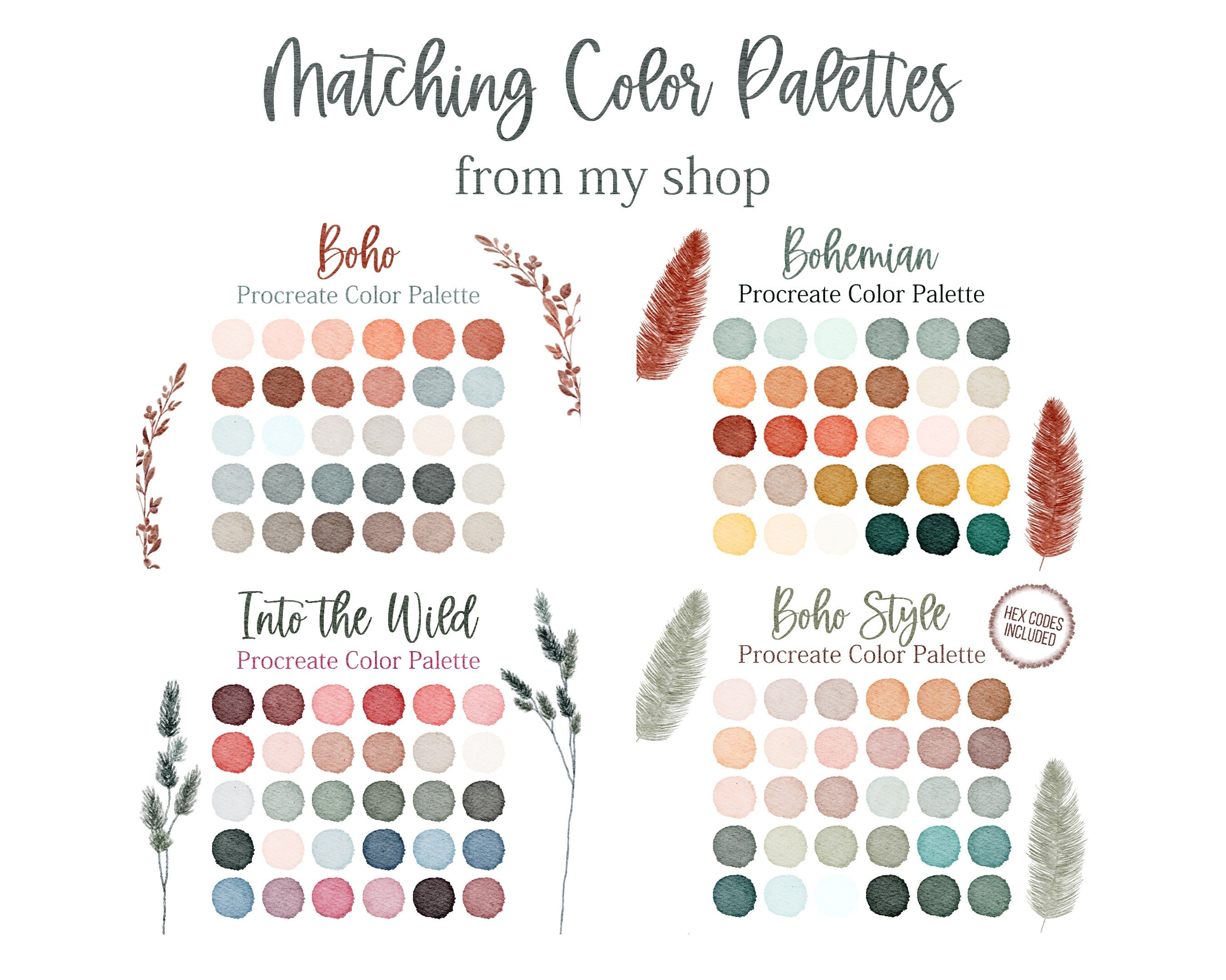 Boho Tan Color Code Boho Color Palette Bohemian Style Colors Procreate Boho Hex Codes Blue ...