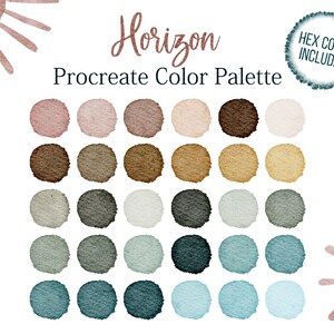 Boho Color Palette Bohemian Horizon Colors Procreate Sunrise Palette Blue Color Rose Beige Brown Procreate Golden Tones Digital Swatches