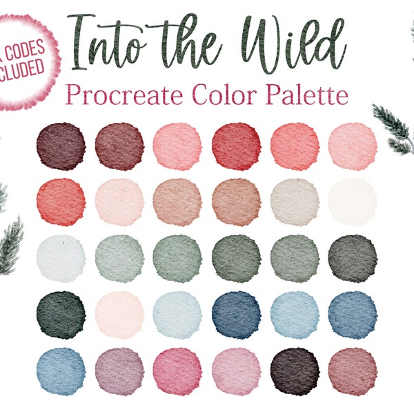 Boho Palette Procreate Blue Tones Color Bohemian Style Rose Watercolors Procreate Palette Grey Color Beige Green Hex Codes Swatches Trend