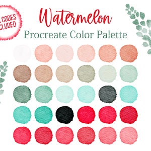 Watermelon Color Palette Procreate Hex Codes Pink Green Swatch File Paradise Palette Fruit