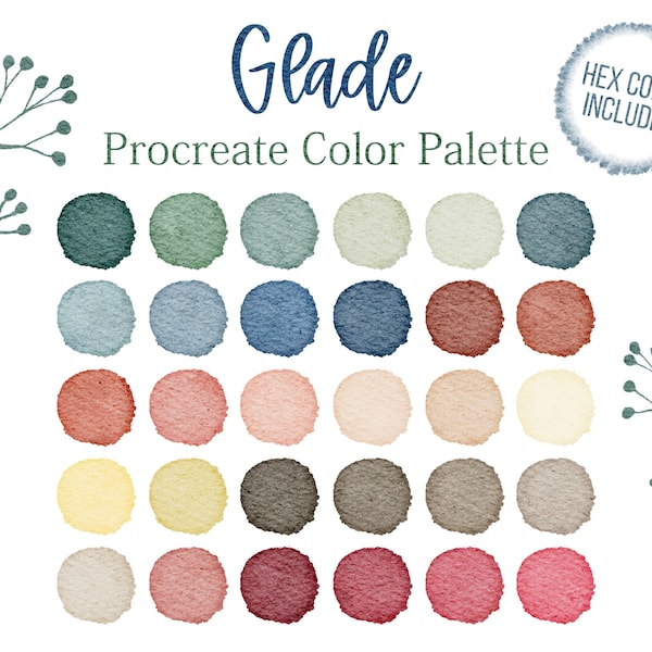 Boho Palette Procreate Blue Tones Color Bohemian Style Rose Watercolors Procreate Palette Grey Color Beige Green Hex Codes Swatches Glade