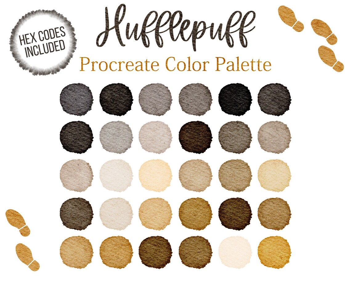 Hufflepuff Color Palette Harry Potter Procreate Palette Grey Etsy