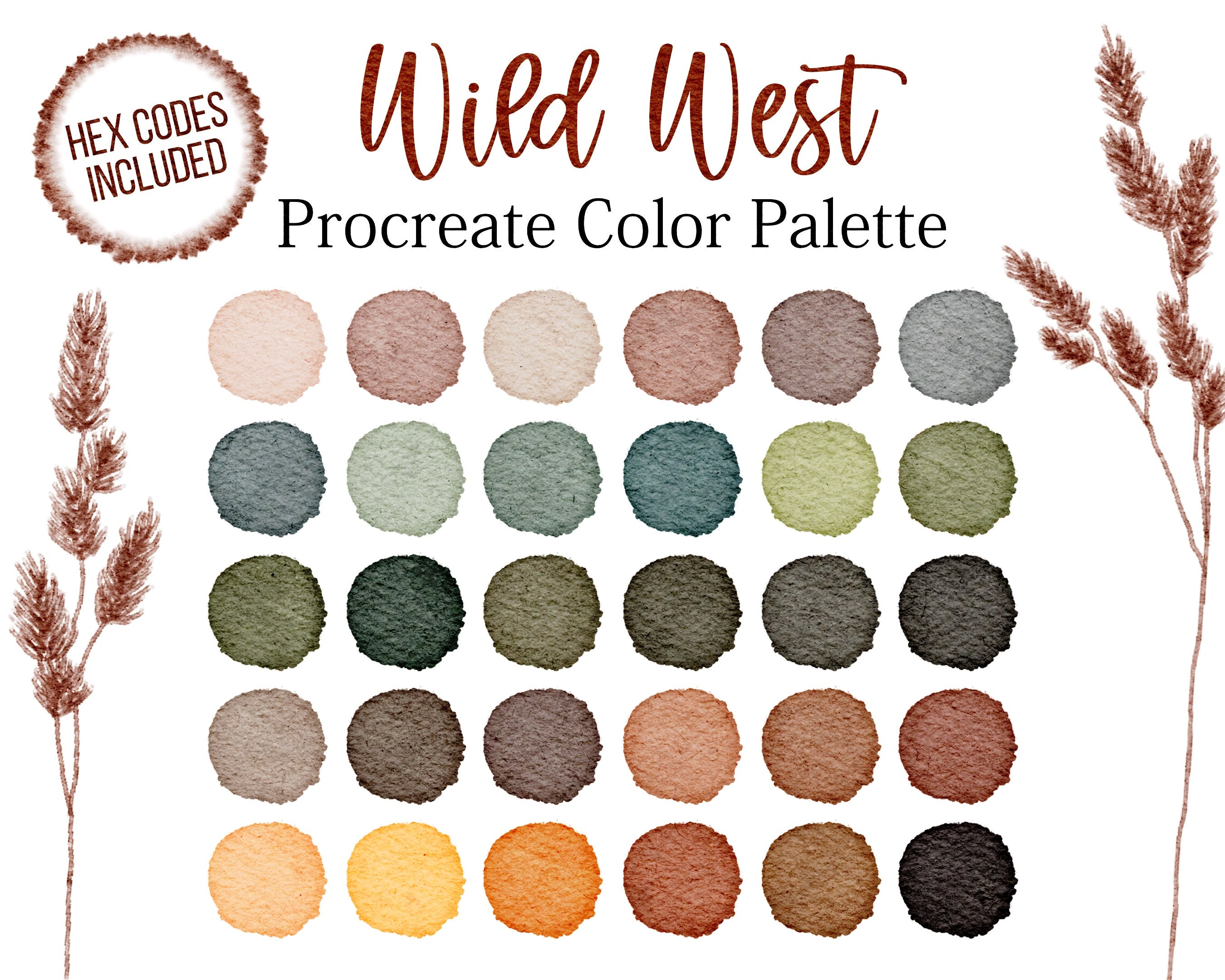 Wild West Ipad Color Palette Procreate Boho Rose Red Colors Brown Wild Boho Brown Tones Digital Download