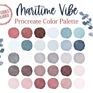 Maritime Procreate Ocean Palette Water Color Waves Corals Digital Hex Code Bright Swatches Blue Digital Download Procreate Color Palette