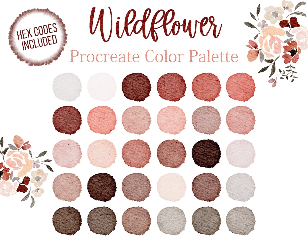 Red Rose Color Palette Wildflower Procreate Rose Tones Palette Red ...